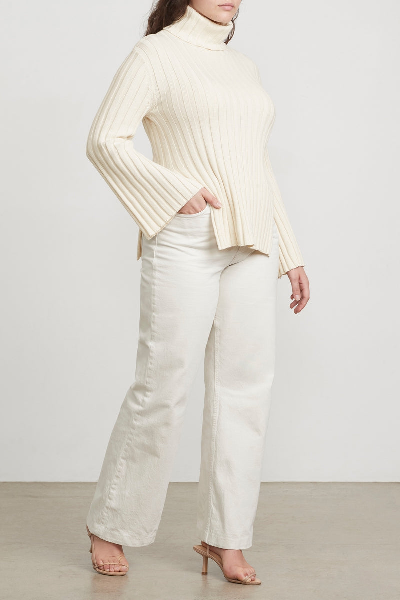 Ribbed cotton hot sale turtleneck womens